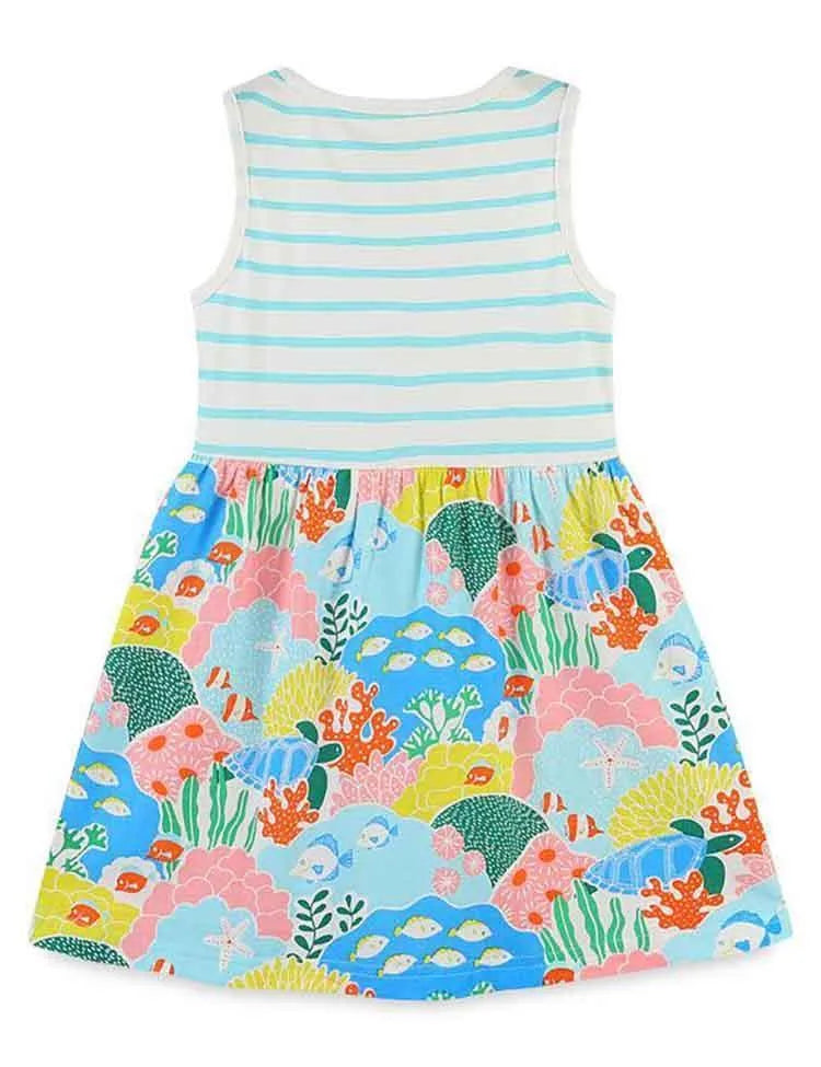 Coral Print Striped Sleeveless Dress - Mini Taylor