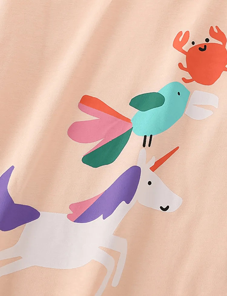 Crab and Unicorn Printed Long Sleeve T-shirt - Mini Taylor