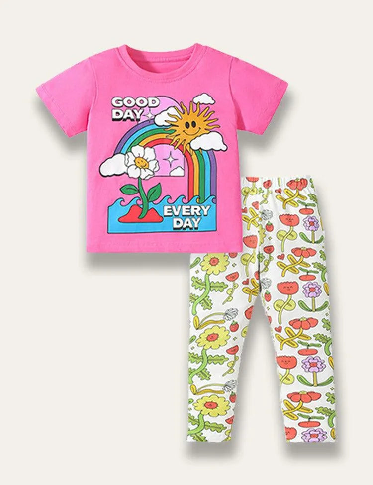 Cute Floral Print T-shirt Set - Mini Taylor