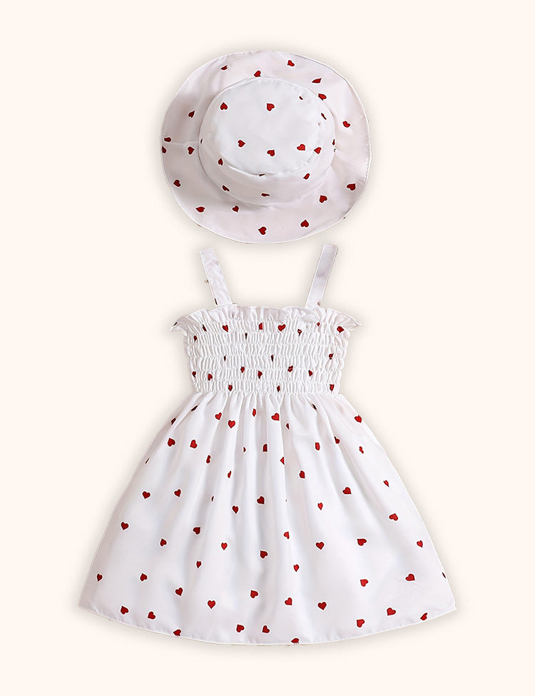 Valentine's Day Love Print Dress + Hat