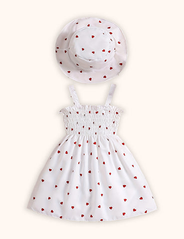 Valentine's Day Love Print Dress + Hat
