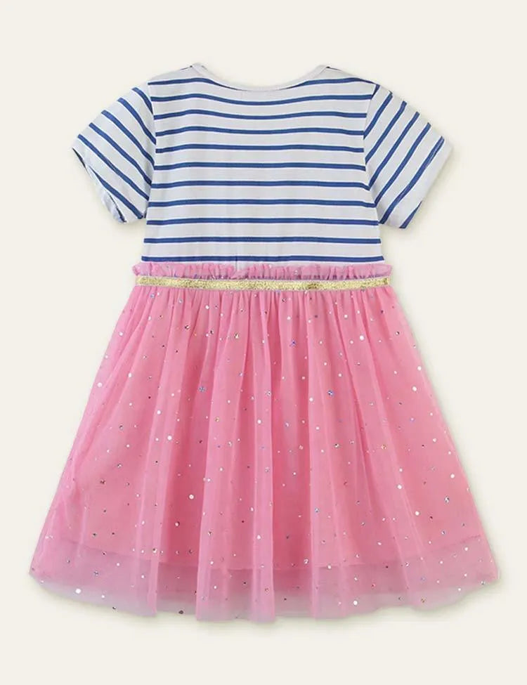 Deer Striped Mesh Dress - Mini Taylor