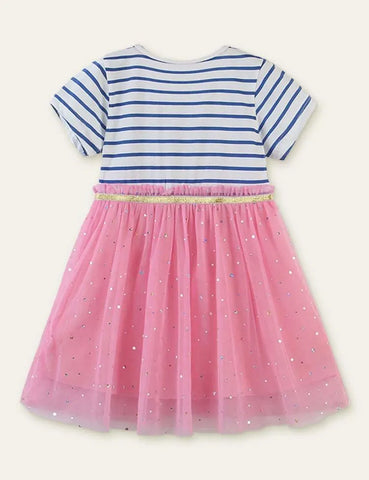 Deer Striped Mesh Dress - Mini Taylor