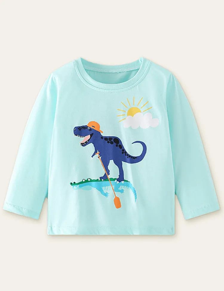Dinosaur and Alligator Printed Long Sleeve T-shirt - Mini Taylor