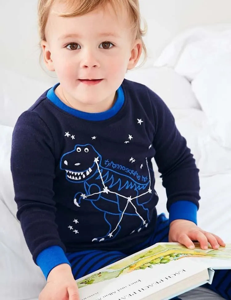 Dinosaur Embroidered Pajamas Set - Mini Taylor