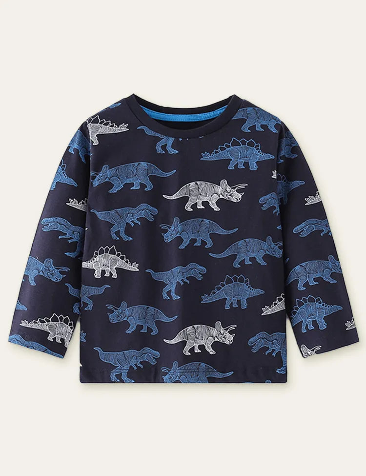Dinosaur Printed Long-Sleeved T-shirt - Mini Taylor