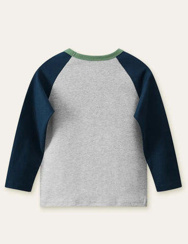 Dinosaur with Hula Hoop Printed Long-Sleeved T-shirt - Mini Taylor