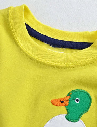Duck Appliqué Pocket Long Sleeve T-shirt - Mini Taylor