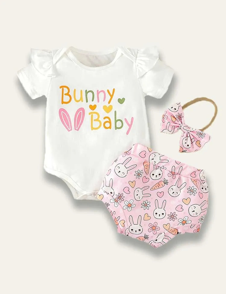 Easter Bunny Baby Printed Romper+Bunny Shorts - Mini Taylor