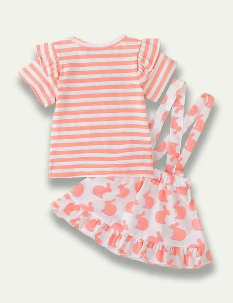 Easter Cartoon Bunny Stripe T-Shirt+Strap Dress - Mini Taylor