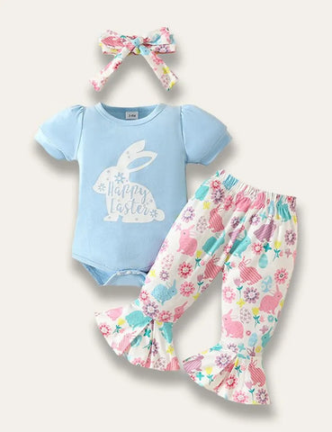 Easter Cute Short Sleeve Rabbit Romper Set - Mini Taylor