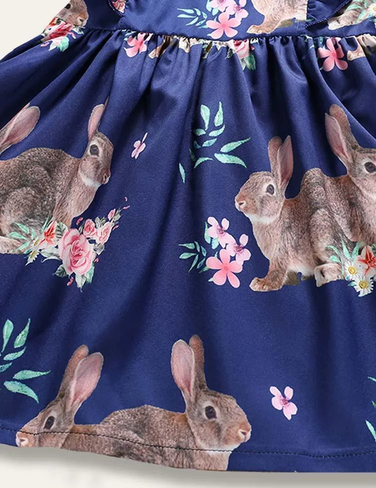 Easter Flying Sleeve Bunny Print Dress - Mini Taylor