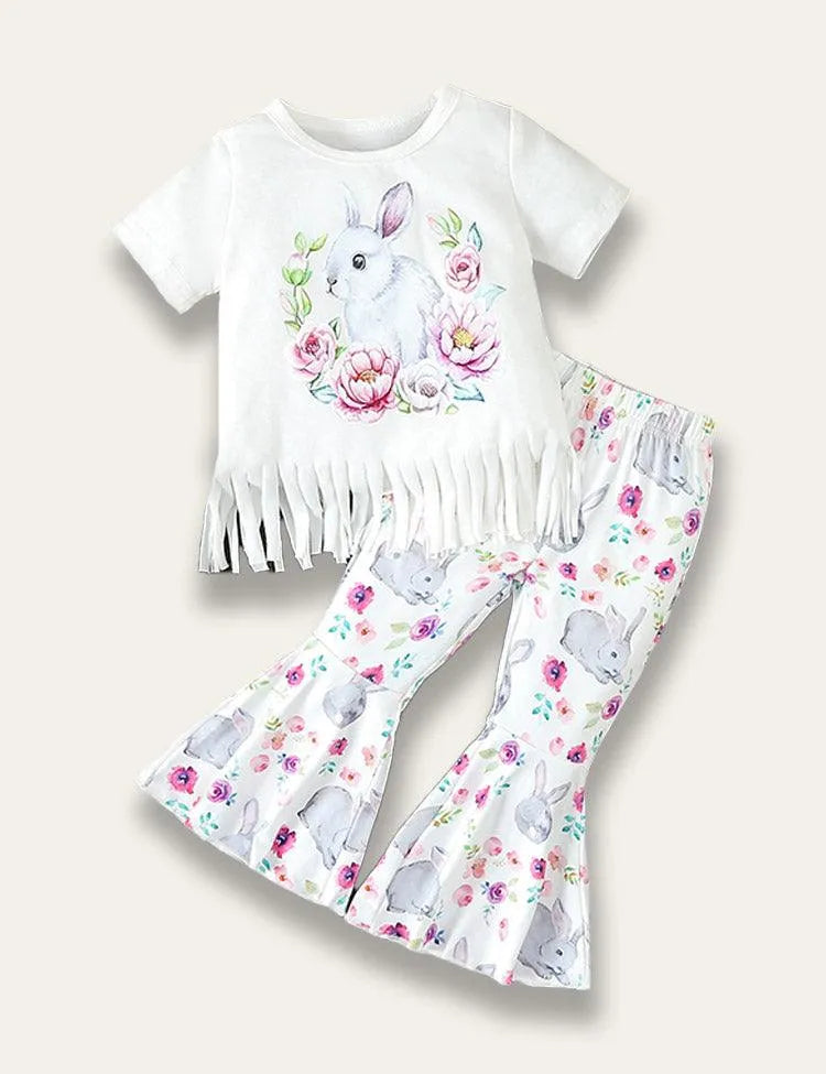 Easter Fringed Top + Bell Bottom Pants Set - Mini Taylor
