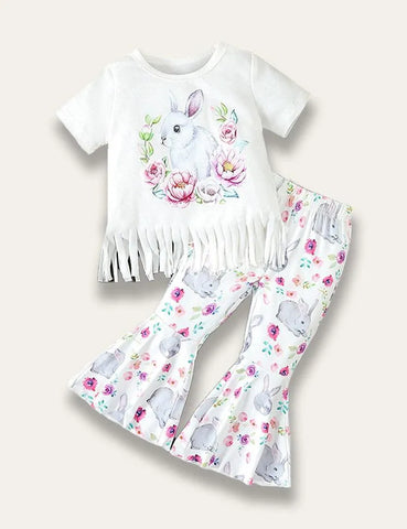Easter Fringed Top + Bell Bottom Pants Set - Mini Taylor