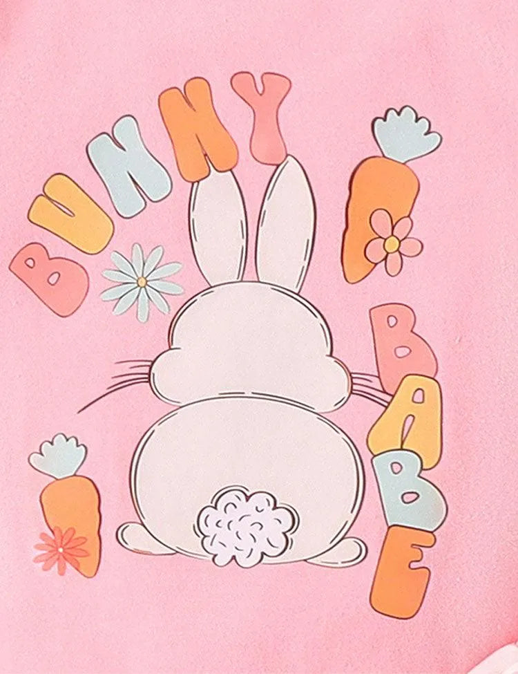Easter Multicolor Bunny Print Romper Set - Mini Taylor