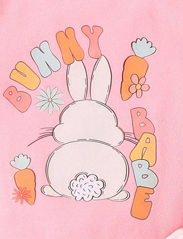 Easter Multicolor Bunny Print Romper Set - Mini Taylor