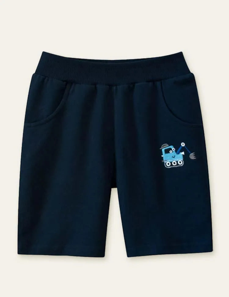 Excavator Embroidery Shorts - Mini Taylor