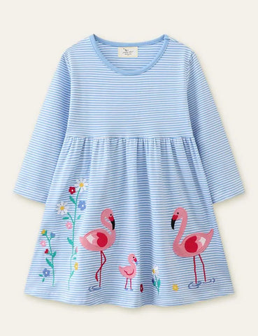 Flamingo Appliqué Flower Dress - Mini Taylor