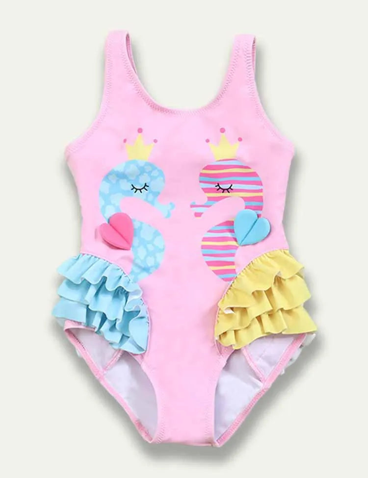 Flamingo Ruffled Swim Suit - Mini Taylor