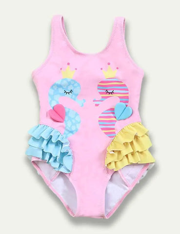 Flamingo Ruffled Swim Suit - Mini Taylor