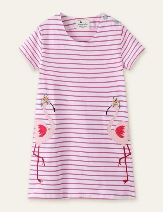 Flamingo Striped Appliqué Dress - Mini Taylor