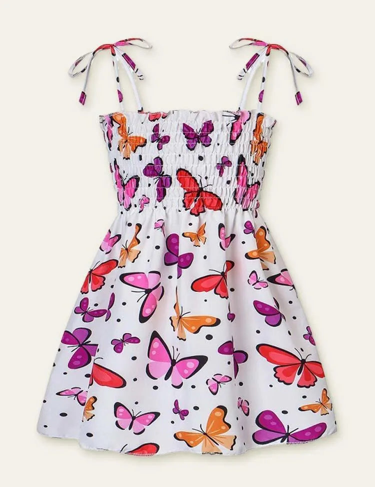 Floral Butterfly Full Printed High Waist Spaghetti Strap Dress - Mini Taylor