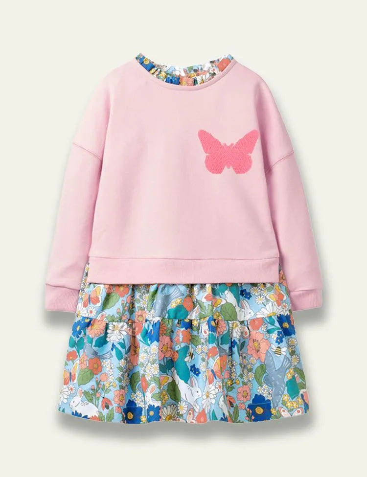 Floral Butterfly Sweatshirt Dress - Mini Taylor
