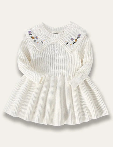 Floral Embroidered Knitted Dress - Mini Taylor