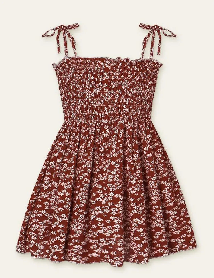 Floral Full Printed High Waist Spaghetti Strap Dress - Mini Taylor