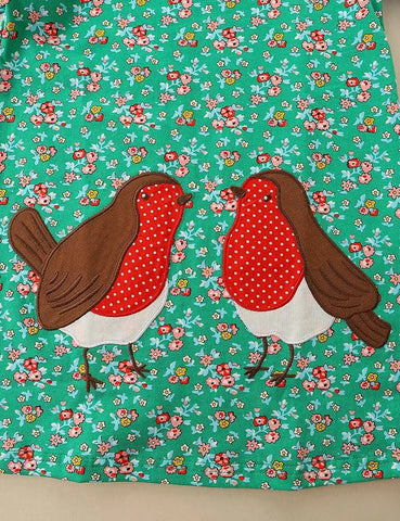 Floral Printed Bird Appliqué Dress - Mini Taylor