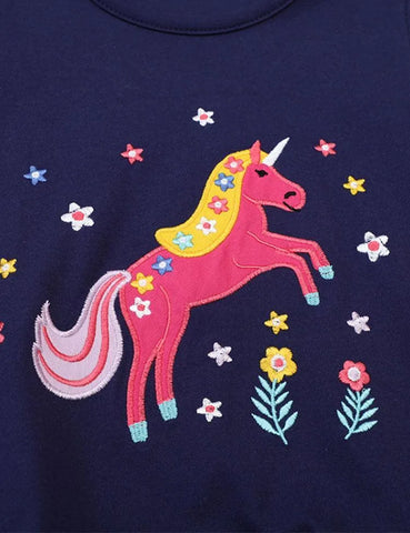 Floral Unicorn Appliqué Dress - Mini Taylor