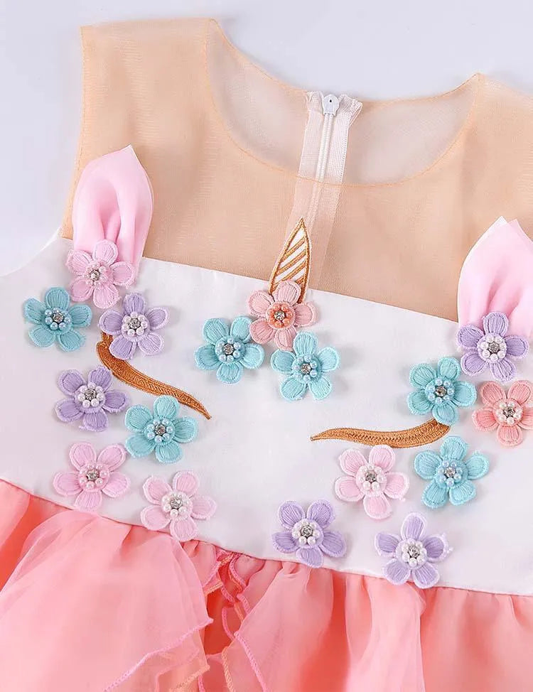 Floral Unicorn Mesh Party Dress - Mini Taylor