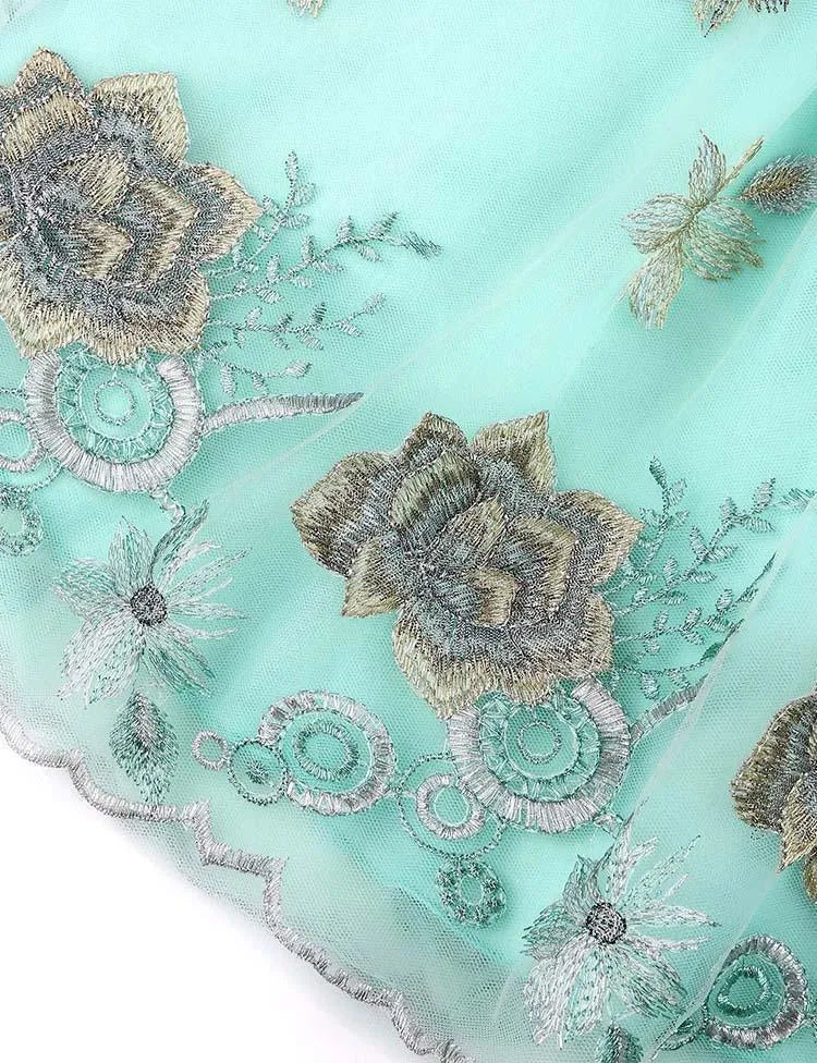 Flower Embroidered Mesh Party Dress - Mini Taylor