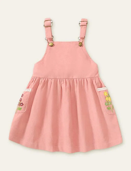 Flower Embroidered Strap Dress + Floral Printed Sweatshirt - Mini Taylor