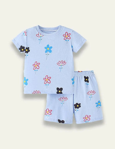 Flower Printed Round Neck Set - Mini Taylor