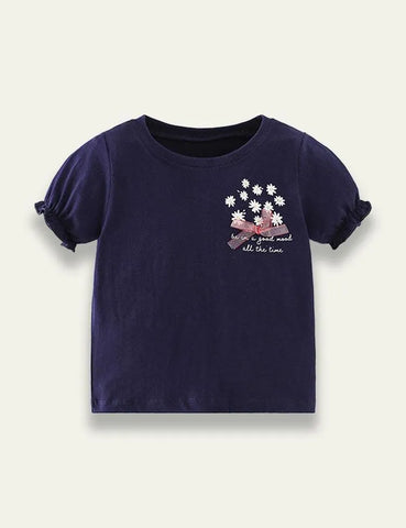 Flower Printed Round Neck T-shirt - Mini Taylor