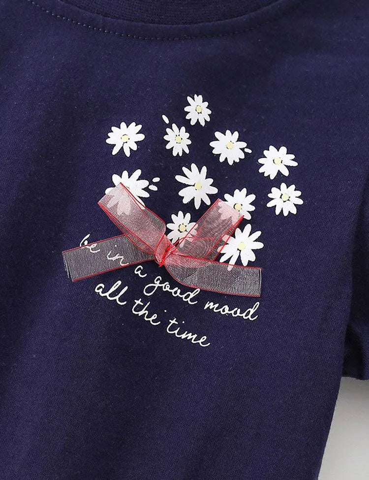 Flower Printed Round Neck T-shirt - Mini Taylor
