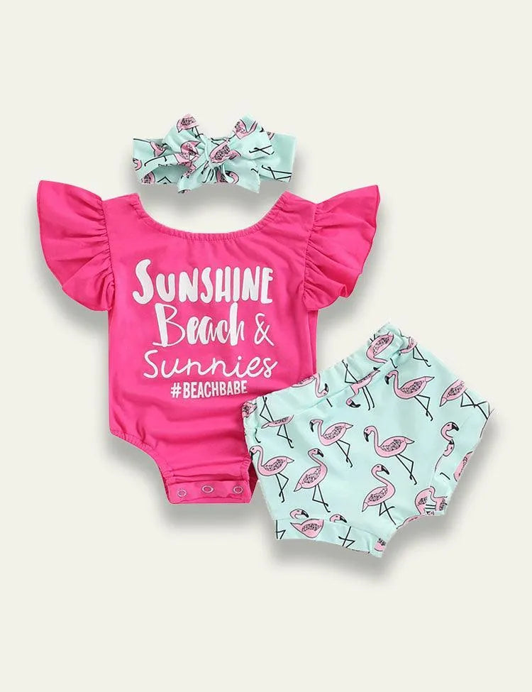 Flying Sleeve Flamingo Swimsuit - Mini Taylor