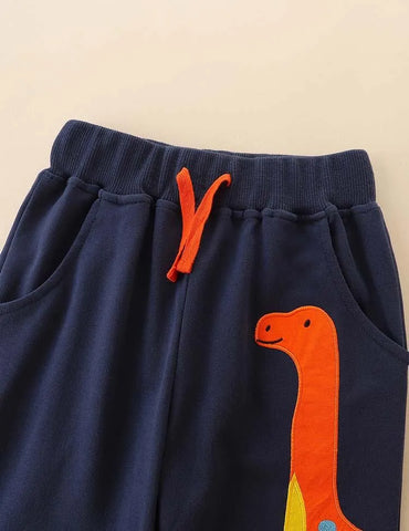 Funny Dinosaur Appliqué Sweatpants - Mini Taylor
