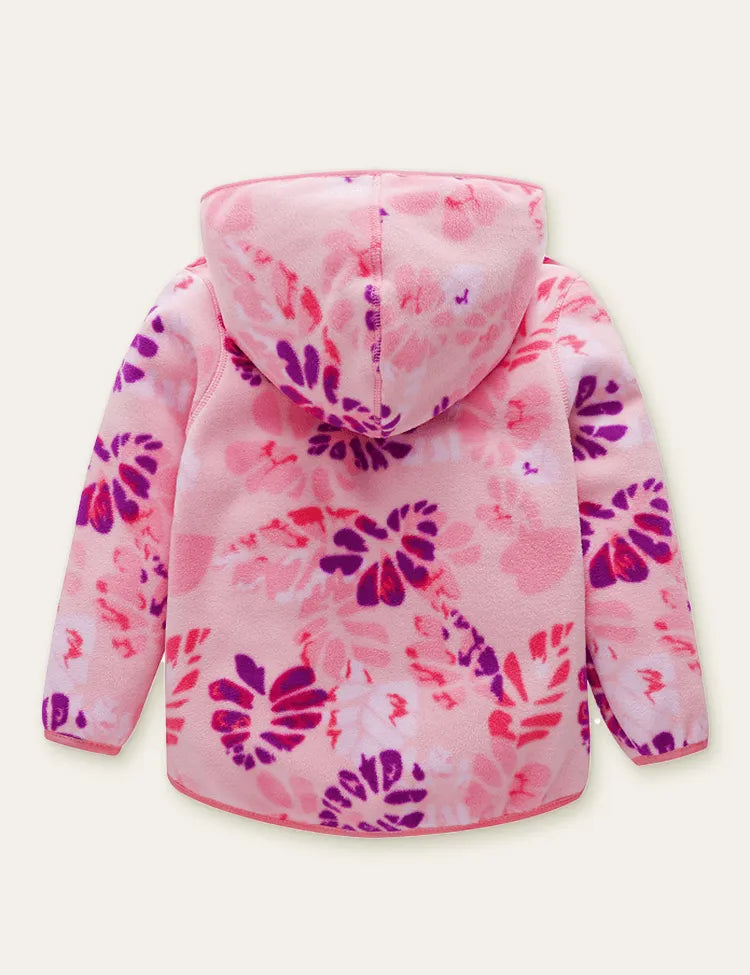 Girls' Printed Polar Fleece Zipper Design Hooded Jacket - Mini Taylor