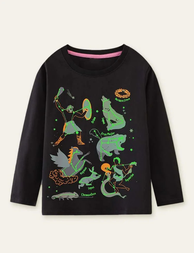 Glowing Animal Printed Long Sleeve T-shirt - Mini Taylor