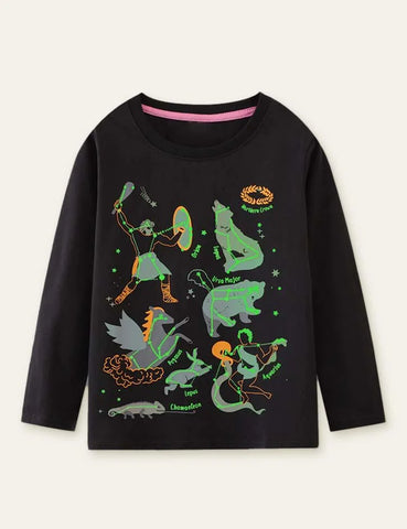 Glowing Animal Printed Long Sleeve T-shirt - Mini Taylor