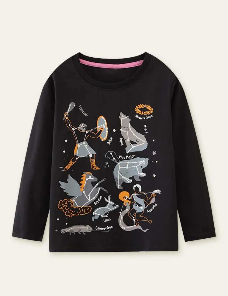 Glowing Animal Printed Long Sleeve T-shirt - Mini Taylor