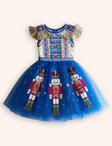 Nutcrackers Velour Tulle Appliqué Dress