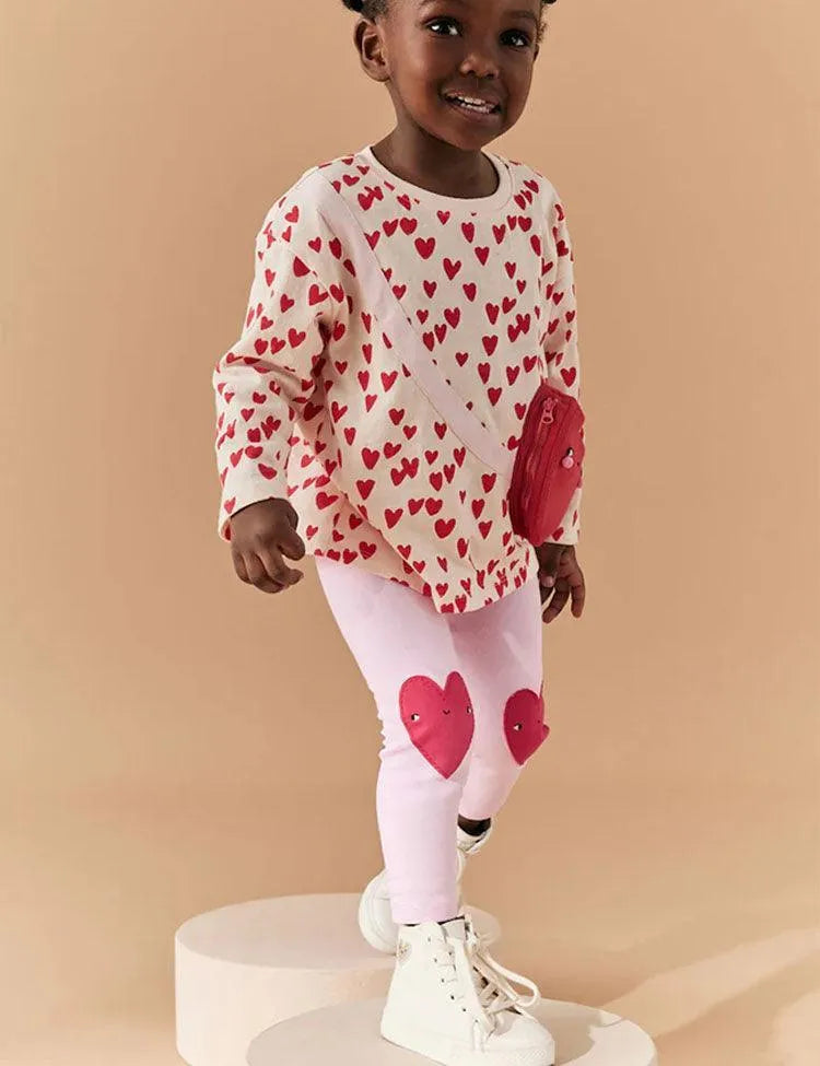 Heart Embroidered Leggings - Mini Taylor