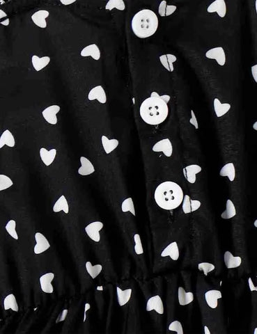 Heart Printed Lace Strap Dress - Mini Taylor