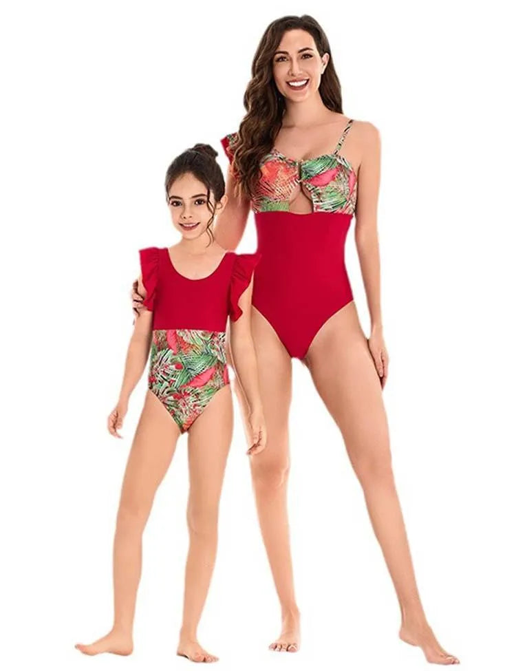 High Waist Floral Family Matching Swim Suit - Mini Taylor