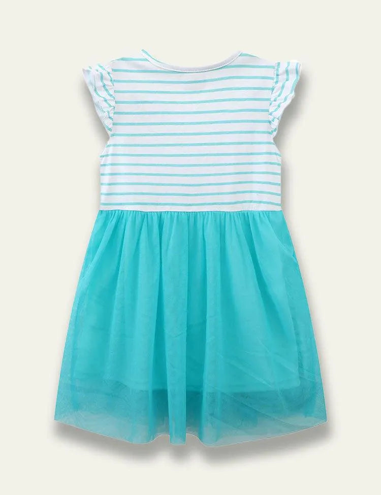 Horse Embroidered Striped Tulle Dress - Mini Taylor