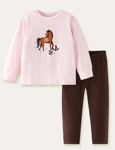 Horse Printed Long-Sleeve Set - Mini Taylor