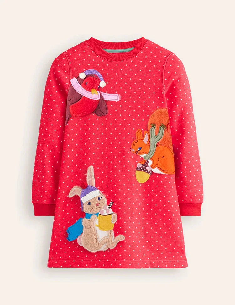Sweatshirt Appliqué Dress